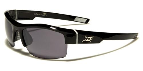 Designer Mirror Semi Rimless Sports Wrap Sunglasses For Men Gloss Black Silver Logo Smoke Lens Dxtreme dxt5298a