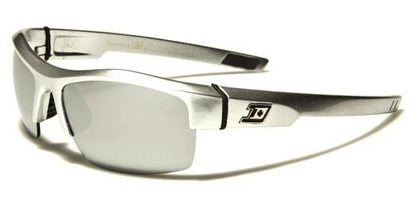 Designer Mirror Semi Rimless Sports Wrap Sunglasses For Men Silver Silver Logo Silver Mirror Lens Dxtreme dxt5298c