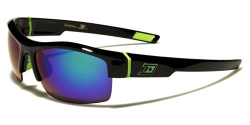 Designer Mirror Semi Rimless Sports Wrap Sunglasses For Men Black Green Logo Green Purple Mirror Lens Dxtreme dxt5298e