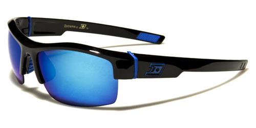 Designer Mirror Semi Rimless Sports Wrap Sunglasses For Men Black Blue Logo Blue Mirror Lens Dxtreme dxt5298f