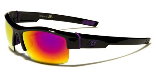 Designer Mirror Semi Rimless Sports Wrap Sunglasses For Men Black Purple Logo Orange Mirror Lens Dxtreme dxt5298g
