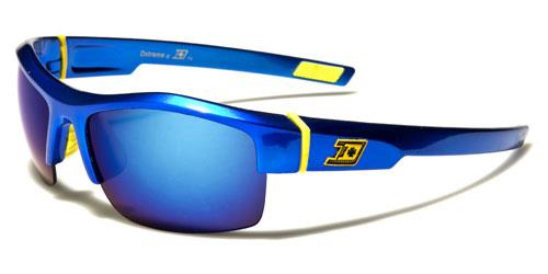 Designer Mirror Semi Rimless Sports Wrap Sunglasses For Men Blue Yellow Logo Blue Mirror Lens Dxtreme dxt5298h