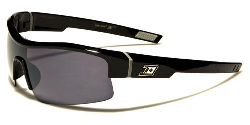 Designer Semi Rimless Sports Wrap Sunglasses For Men Gloss Black Silver Logo Smoke Lens Dxtreme dxt5304a