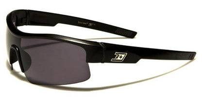 Designer Semi Rimless Sports Wrap Sunglasses For Men Matt Black Silver Logo Smoke Lens Dxtreme dxt5304b