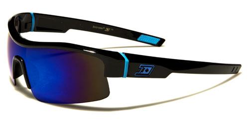 Designer Semi Rimless Sports Wrap Sunglasses For Men Black Blue Logo Blue Mirror Lens Dxtreme dxt5304f