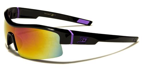 Designer Semi Rimless Sports Wrap Sunglasses For Men Black Purple Logo Multi Colour Mirror Lens Dxtreme dxt5304g