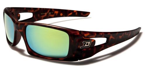 Dxtreme wrap around Mirrored Sunglasses Brown Silver Logo Yellow Mirror Lens Dxtreme dxt5318cmh
