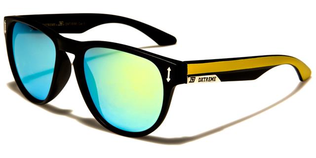 Key Hole Mirrored Classic Sunglasses for Men Black Yellow Yellow & Green Mirror Lens Dxtreme dxt5390c