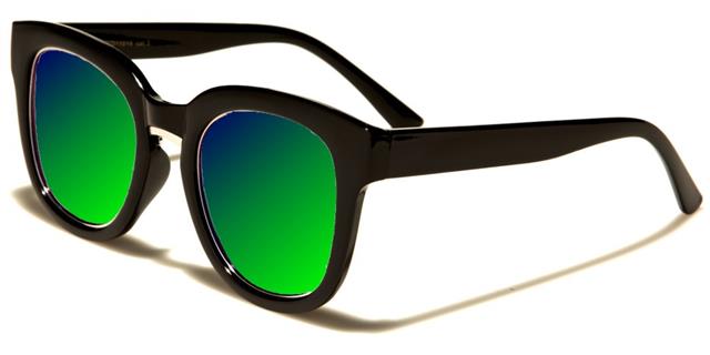 Womens Retro Round Classic Sunglasses Eyedentification eyed11016g Black Gold Green & Blue Mirror Lens