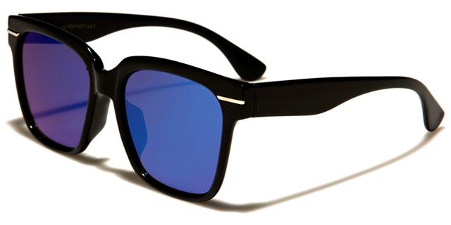 Designer Square Retro Mirrored Sunglasses for Women Black/Blue Mirror Lens Eyedentification eyed11017f