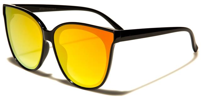 Mirrored Flat Lens Cat Eye Sunglasses for Ladies Black/Orange Mirror Lens Eyedentification eyed11018b