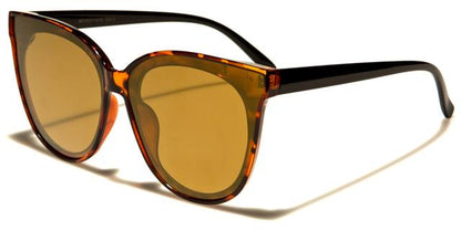 Mirrored Flat Lens Cat Eye Sunglasses for Ladies Tortoise Brown & Black/Brown Mirror Lens Eyedentification eyed11018g