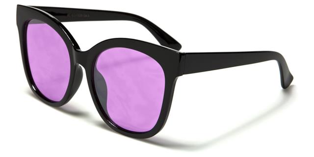 Coloured Clear Lens Geek Large Cat Eye Sunglasses for women Black Transparent Purple Lens Eyedentification eyed11020g