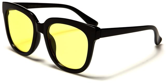 Designer Clear Coloured Lens Round Cat Eye Sunglasses for Women Eyedentification eyed11023d Black Clear Yellow Lens