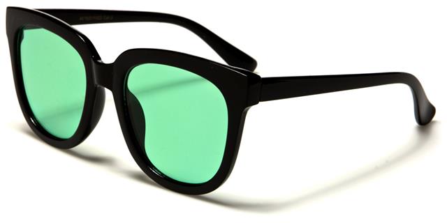 Designer Clear Coloured Lens Round Cat Eye Sunglasses for Women Eyedentification eyed11023e Black Clear Green Lens