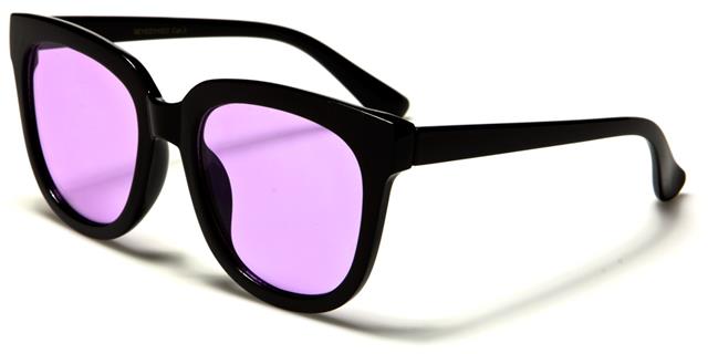 Designer Clear Coloured Lens Round Cat Eye Sunglasses for Women Eyedentification eyed11023g Black Clear Purple Lens