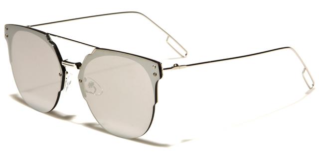 Designer Mirrored Flat Lens Sunglasses Unisex Silver/Silver Mirror Lens Eyedentification eyed12013a
