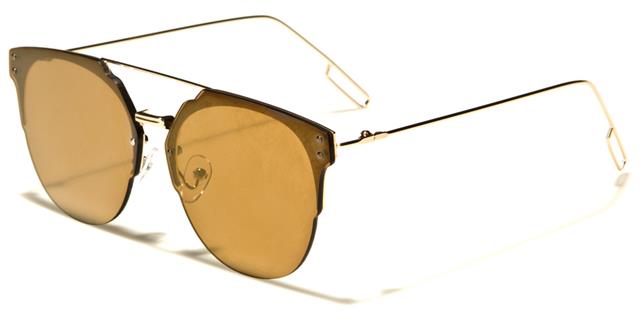 Designer Mirrored Flat Lens Sunglasses Unisex Gold/Brown Mirror Eyedentification eyed12013b
