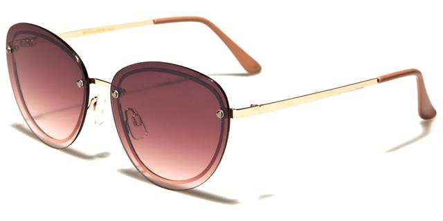 Designer mirrored Flat Lens Cat Eye Sunglasses for Women Gold/Beige/Pinky Brown Gradient Lens Eyedentification eyed12016a