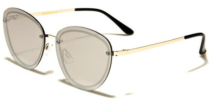 Designer mirrored Flat Lens Cat Eye Sunglasses for Women Gold/Black/Silver Mirror Lens Eyedentification eyed12016b