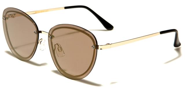Designer mirrored Flat Lens Cat Eye Sunglasses for Women Gold/Black/Brown Mirror Lens Eyedentification eyed12016c