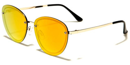 Designer mirrored Flat Lens Cat Eye Sunglasses for Women Gold/Black/Orange & Red Mirror Lens Eyedentification eyed12016d