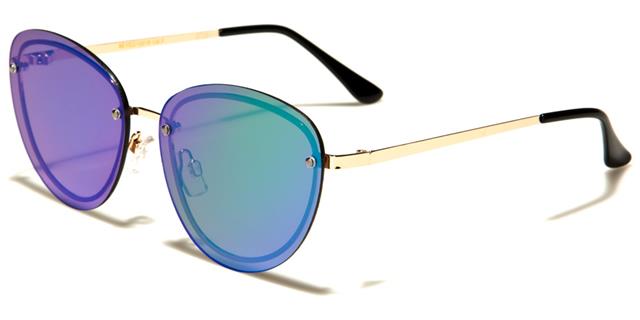 Designer mirrored Flat Lens Cat Eye Sunglasses for Women Gold/Black/Green & Blue Mirror Lens Eyedentification eyed12016e