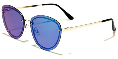 Designer mirrored Flat Lens Cat Eye Sunglasses for Women Eyedentification eyed12016f Gold Black Blue Mirror Lens