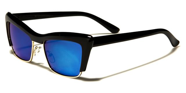 Vintage Retro Cat Eye Sunglasses With Mirrored Lens Black/Gold/Blue Mirror Lens Eyedentification eyed13002d
