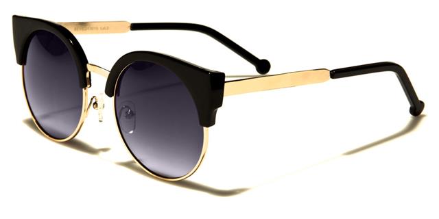 Designer Cat Eye half Rim Sunglasses for women Black/Gold/Smoke Lens Eyedentification eyed13015a