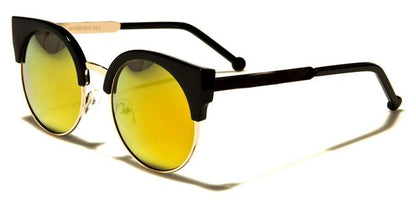 Designer Cat Eye half Rim Sunglasses for women Black/Gold/Orange Mirror Lens Eyedentification eyed13015b