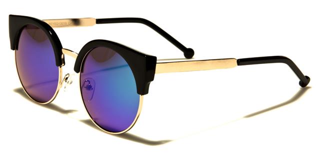 Designer Cat Eye half Rim Sunglasses for women Black/Gold/Blue & Green Mirror Lens Eyedentification eyed13015d
