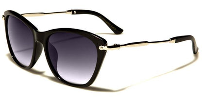 Designer retro Cat Eye Sunglasses for Women Black/Silver/Smoke Gradient Lens Eyedentification eyed13023a