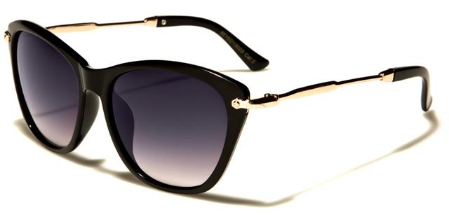 Designer retro Cat Eye Sunglasses for Women Black/Gold/Smoke Lens Eyedentification eyed13023b