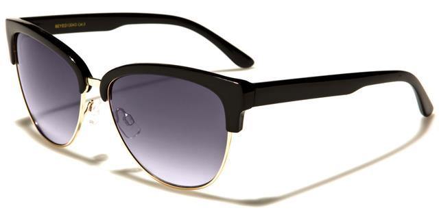 Women's Eyedentification Cat Eye Classic Sunglasses Black/Gold/Smoke Gradient Lens Eyedentification eyed13043tfa