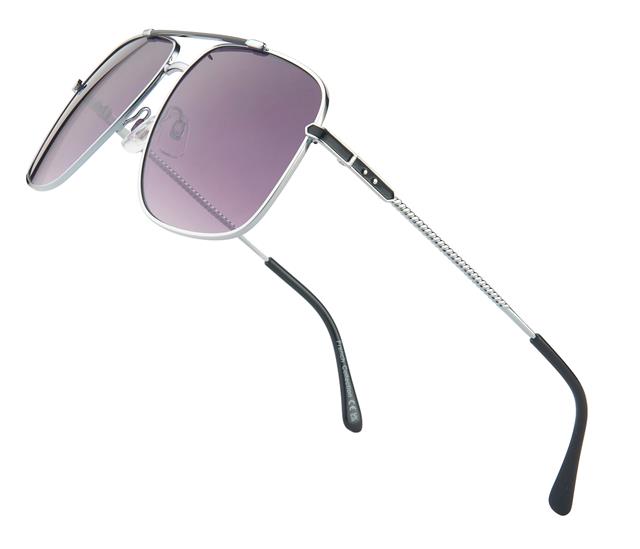 Womens Big Pilot Sunglasses Large Retro Metal Rectangle Frame for Ladies UV400 Silver & Black/Smoke Pink Gradient Lens Unbranded fc6544-5_11a48d7c-1874-4d4c-ba00-04b8ce0ddf53