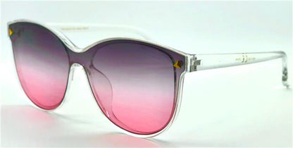 Round Colourful Flat Cat Eye Sunglases for Women Clear/Smoke Pink Gradient Lens Unbranded file-100