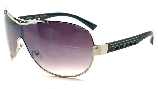 Big Shield IG Wrap Around Sunglasses for Women Silver Black Smoke Gradient Lens IG Eyewear file-90
