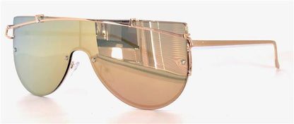 Women's Gold Frame Shield Pilot Sunglasses with Pink Mirror Unbranded file3-95 Gold Pink Mirror Lens