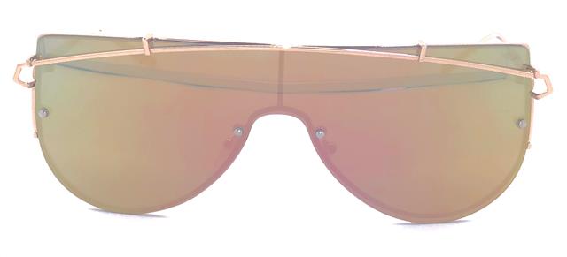 Women's Gold Frame Shield Pilot Sunglasses with Pink Mirror Unbranded file5-64