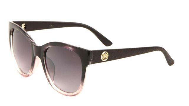 Ladies Large Chunky Cat Eye Sunglasses Purple Black & Clear/Gold Logo/Smoke Gradient Lens Unbranded glo-p0005-glo-plastic-sunglasses-02