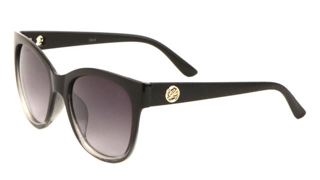 Ladies Large Chunky Cat Eye Sunglasses Black & Clear/Gold Logo/Smoke Gradient Lens Unbranded glo-p0005-glo-plastic-sunglasses-04