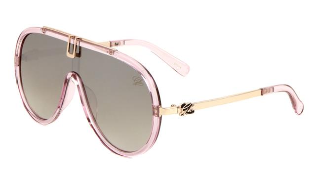 Glo Luxury Women's Flat Pilot Shield Sunglasses with Metal Temples Pink Tint Gold Smoke Gradient Lens Unbranded glo-p0009-glo-plastic-sunglasses-05