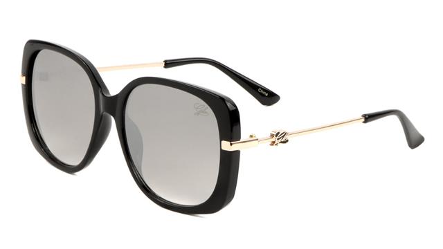 Glo Thick Rim Women's Square Butterfly Sunglasses Black Gold Smoke Mirror Lens Unbranded glo-p0011-glo-plastic-sunglasses-05