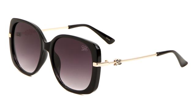 Glo Thick Rim Women's Square Butterfly Sunglasses Black Gold Smoke Gradient Lens Unbranded glo-p0011-glo-plastic-sunglasses-06