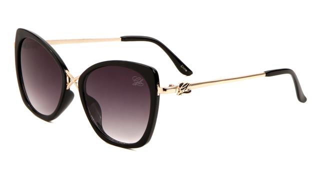 Glo Ladies Large Thick Rim Cat Eye Sunglasses Black/Gold/Smoke Gradient Lens Unbranded glo-p0012-glo-plastic-x-crossbar-sunglasses-04