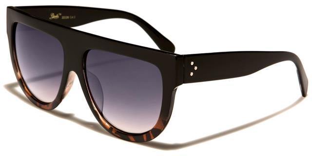 Women's Giselle Oversized flat top Sunglasses Giselle gsl22126e Black & Tortoise Brown Smoke Gradient Lens