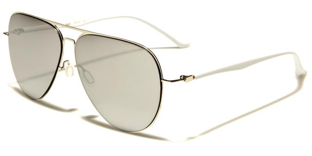 Modern Women's Flat Lens Pilot Sunglasses Silver White Silver Mirror Giselle gsl28024a