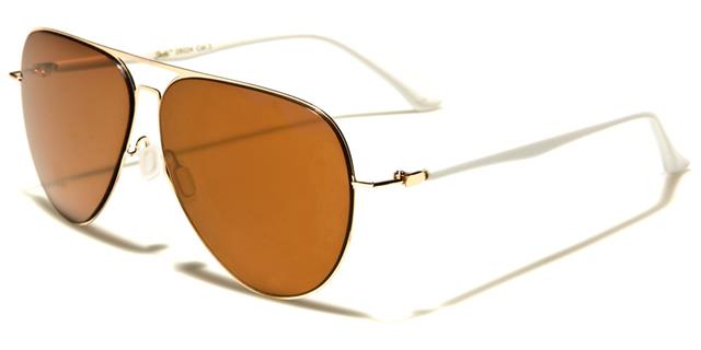 Modern Women's Flat Lens Pilot Sunglasses Gold White Brown Mirror Giselle gsl28024b