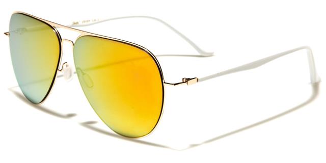 Modern Women's Flat Lens Pilot Sunglasses Gold White Orange Mirror Giselle gsl28024c